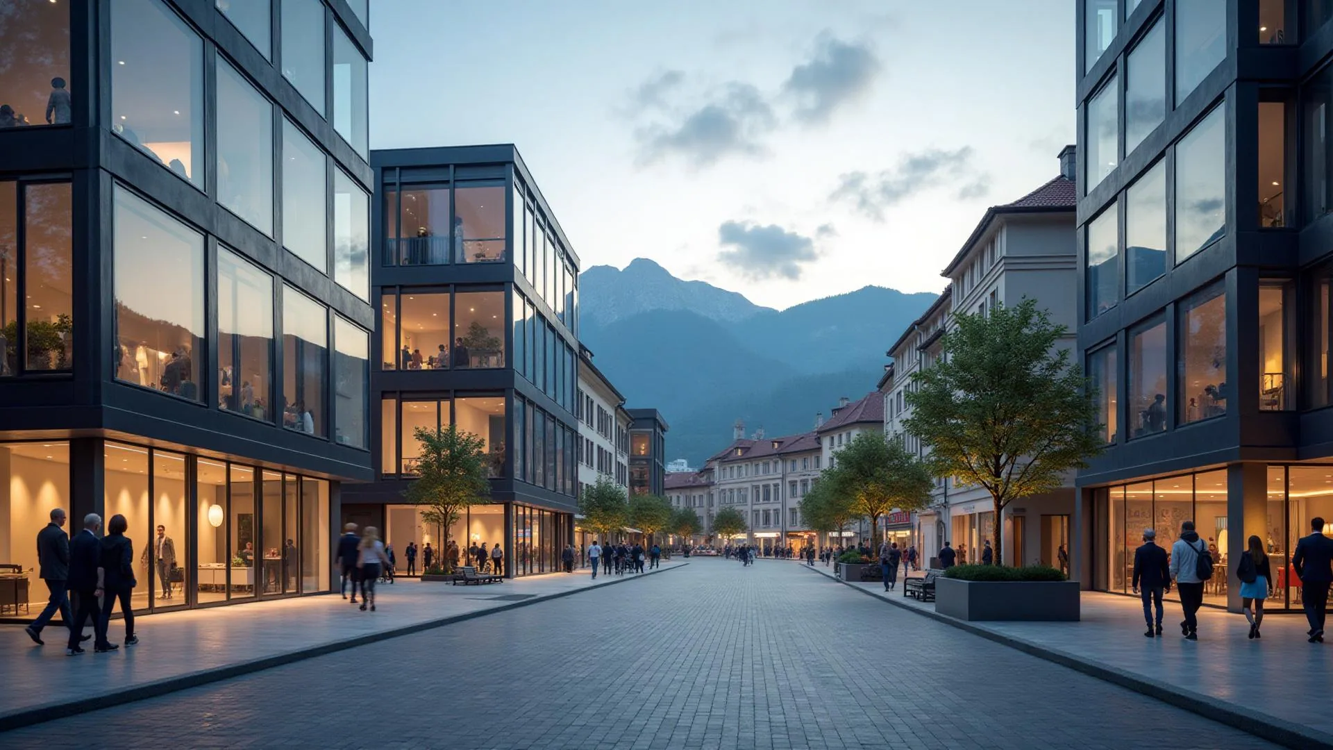 Modern business district in Ljubljana, Slovenia