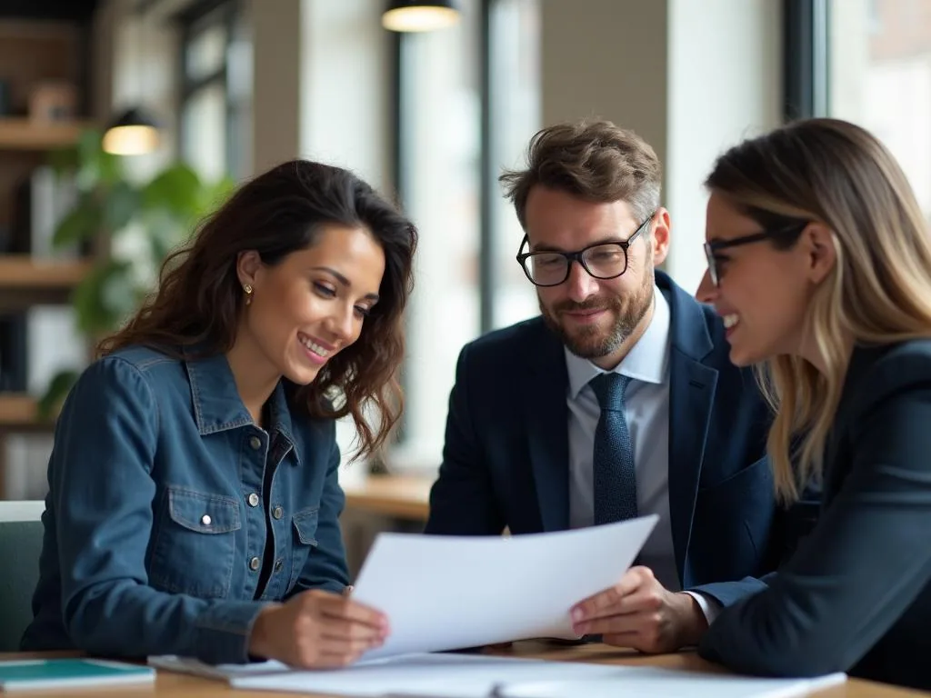 Legal team consulting with clients